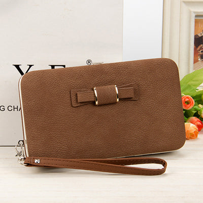 Bokinslon Woman Wallet Long Section PU Leather Bowknot Girls Brand Purse Popular Practical Ladies Hand Wallet