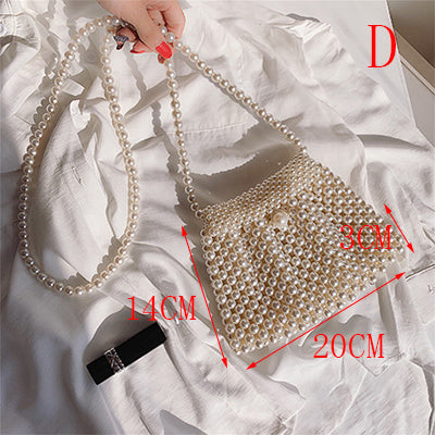 Hand-woven Pearl Women's Bags Beaded Women Handbag Designer Shoulder Crossbody Bag Phone Bag Ladies Hand Bags Purse Clutch 2019